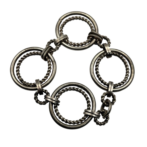 Grosse Germany heavy sterling silver round link twisted chain bracelet vintage